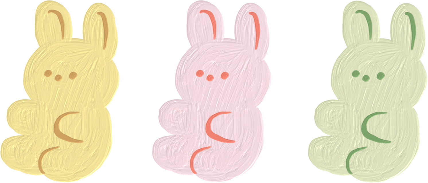 Handdrawn Painterly Cute Objects Gummy Bunny